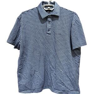 Michael Kors Men Polo Shirt Size M Short Gray Black Striped Short Sleeve Preppy